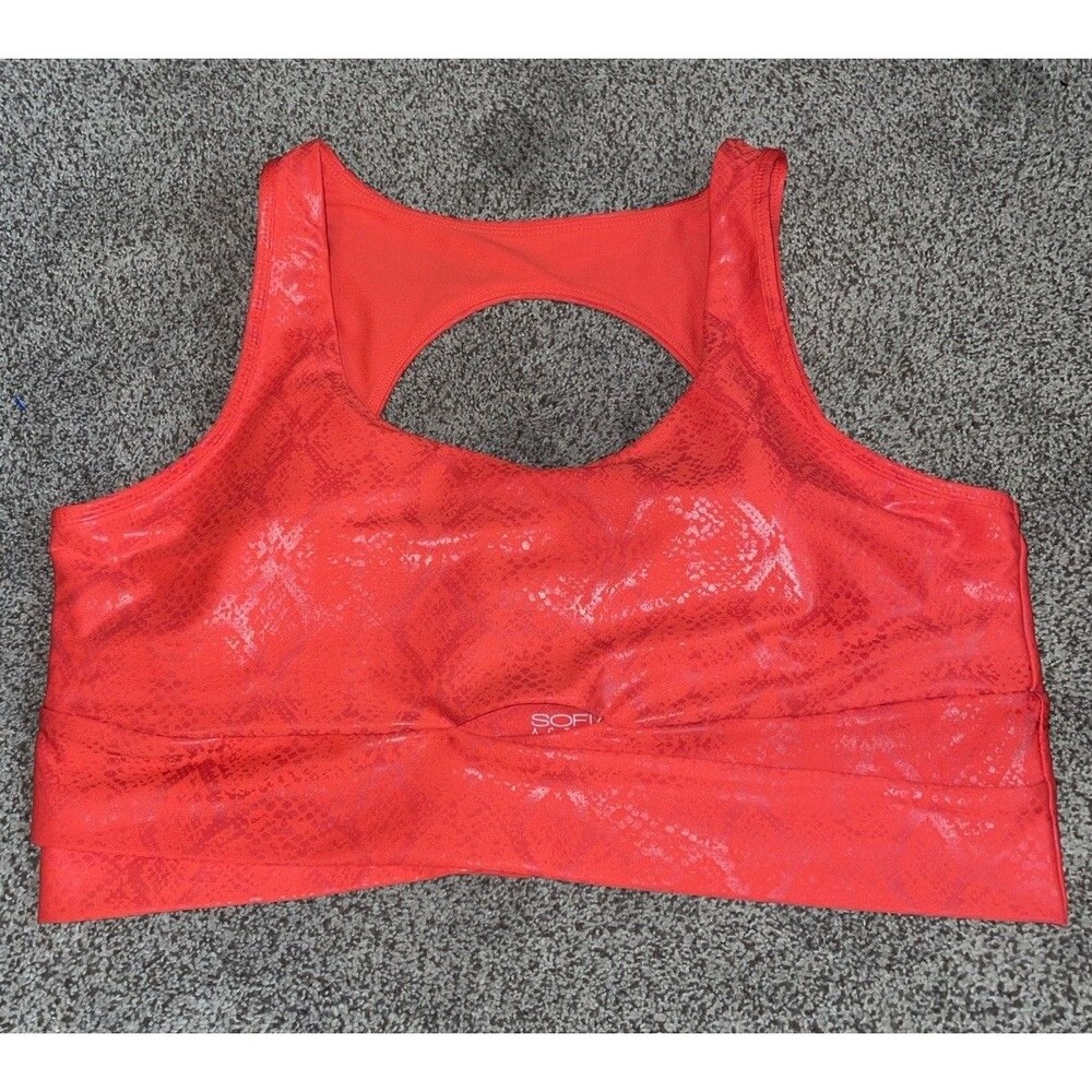 SOFIA ACTIVE by Sofia Vergara Sports Bra XXL 20 Red Snakeskin Longline SV1210